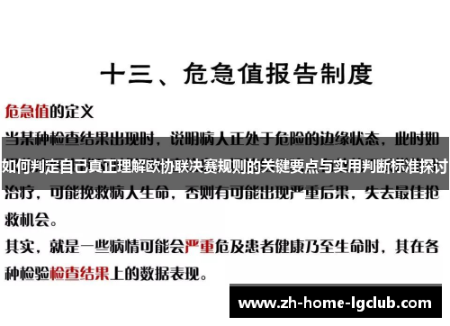 如何判定自己真正理解欧协联决赛规则的关键要点与实用判断标准探讨